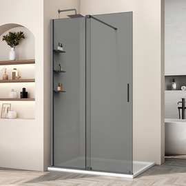 Душевая перегородка Vincea Walk-In 1200 раздвижная, VSW-1WSL120CGGM, вороненая сталь, стекло тонированное - фото, отзывы, цена