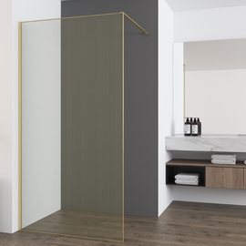 Душевая перегородка Vincea Walk-In 1000, VSW-7HS100GWG, брашированное золото, стекло ламинированное с золотыми нитями - фото, отзывы, цена