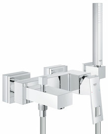 Смеситель для ванны Grohe Eurocube с душевым гарнитуром, хром (23141000) - фото, отзывы, цена