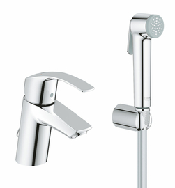 Смеситель для раковины Grohe Eurosmart New с цепочкой и гигиеническим душем, хром (23124002) - фото, отзывы, цена