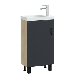 Тумба Onika Тимбер 45 с раковиной Kirovit Фостер 45, напольная, серая матовая/дуб сонома - фото, отзывы, цена