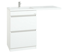 Тумба Onika Милтон 48 под стиральную машину с раковиной Marko Марсал 110 левая чаша, напольная, белая - фото, отзывы, цена