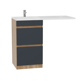 Тумба Onika Милтон 48 под стиральную машину с раковиной Marko Марсал 110 левая чаша, напольная, серая/дуб сонома - фото, отзывы, цена