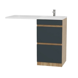 Тумба Onika Милтон 48 под стиральную машину с раковиной Marko Марсал 110 правая чаша, напольная, серая/дуб сонома - фото, отзывы, цена