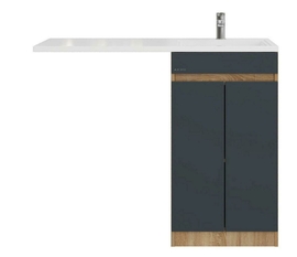 Тумба Onika Милтон Нова 48 под стиральную машину с раковиной Marko Марсал 110 правая чаша, напольная, серая/дуб сонома - фото, отзывы, цена