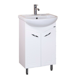 Тумба Onika Лада 50 с раковиной Santek Ладога 50, напольная, белая - фото, отзывы, цена