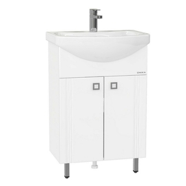 Тумба Onika Лига 50 с раковиной Santek Балтика 50, напольная, белая - фото, отзывы, цена