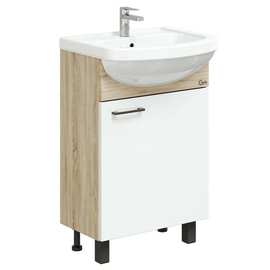 Тумба Onika Эко 52 Black с раковиной Santeri Акватон 52, напольная, белая/дуб сонома - фото, отзывы, цена