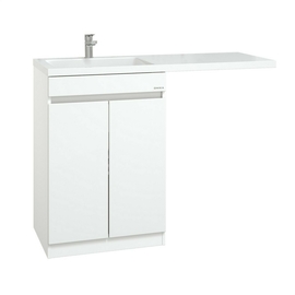 Тумба Onika Милтон Нова 58 под стиральную машину с раковиной Marko Марсал 120 левая чаша, напольная, белая - фото, отзывы, цена