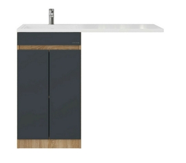 Тумба Onika Милтон Нова 58 под стиральную машину с раковиной Marko Марсал 120 левая чаша, напольная, серая/дуб сонома - фото, отзывы, цена