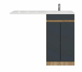 Тумба Onika Милтон Нова 58 под стиральную машину с раковиной Marko Марсал 120 правая чаша, напольная, серая/дуб сонома - фото, отзывы, цена