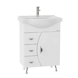 Тумба Onika Луна 60 с раковиной Santek Селигер 60, напольная, белая - фото, отзывы, цена