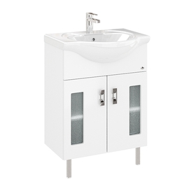 Тумба Onika Кристалл 60 с раковиной Santek Байкал 60, напольная, белая - фото, отзывы, цена