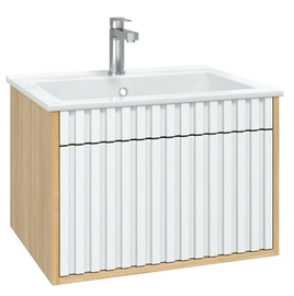 Тумба Onika Дайлер 60 с раковиной Керамин Бергамо Нова 60, подвесная, белая/дуб сонома - фото, отзывы, цена