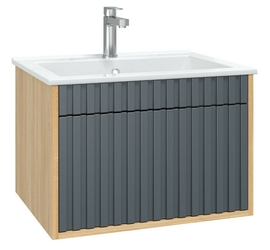 Тумба Onika Дайлер 60 с раковиной Керамин Бергамо Нова 60, подвесная, графит/дуб сонома - фото, отзывы, цена