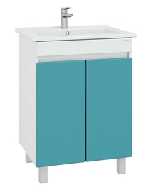 Тумба Onika Марви 60 с раковиной Santek Элина 60, напольная, бирюза - фото, отзывы, цена