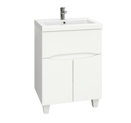 Тумба Onika Стрим 60 с раковиной Kirovit Фостер 60, напольная, белая - фото, отзывы, цена