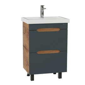 Тумба Onika Айленд 60 с раковиной Kirovit Фостер 60, напольная, графит/дуб крафт золотой - фото, отзывы, цена