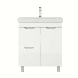 Тумба Onika Айленд 70 с раковиной Santek Адриана 70, напольная, с корзиной, белая - фото, отзывы, цена