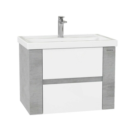 Тумба Onika Стоун 70 с раковиной Kirovit Фостер 70, подвесная, белая/ателье светлое - фото, отзывы, цена