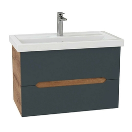 Тумба Onika Айленд 70 с раковиной Kirovit Фостер 70, подвесная, графит/дуб крафт золотой - фото, отзывы, цена