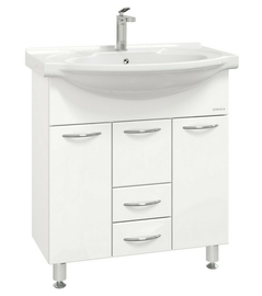 Тумба Onika Моника 75 с раковиной Santek Байкал 75, напольная, с корзиной, белая - фото, отзывы, цена