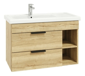 Тумба Onika Легран 80 с раковиной Kirovit Фостер 80 крыло справа, подвесная, дуб галифакс - фото, отзывы, цена