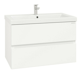 Тумба Onika Эвада 80 с раковиной Santek Миранда 80, подвесная, белая - фото, отзывы, цена