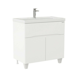 Тумба Onika Стрим 80 с раковиной Kirovit Фостер 80, напольная, белая - фото, отзывы, цена