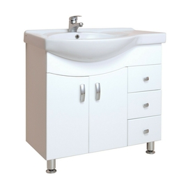 Тумба Onika Эльбрус 82 с раковиной Santek Коралл 83 крыло справа, напольная, белая - фото, отзывы, цена