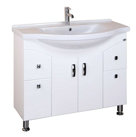 Тумба Onika Эльбрус 90 с раковиной Santek Эльбрус 90, напольная, белая - фото, отзывы, цена