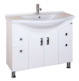 Тумба Onika Эльбрус 100 с раковиной Santek Эльбрус 100, напольная, белая - фото, отзывы, цена