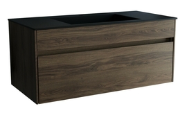 Тумба с раковиной Vincea Chiara 1000 подвесная, цвет C.Oak, раковина черная - фото, отзывы, цена