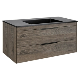 Тумба с раковиной Vincea Chiara 2D 1000 подвесная, цвет R.Oak, раковина черная - фото, отзывы, цена