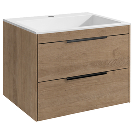 Тумба с раковиной Vincea Chiara 2D 600 подвесная, цвет N.Oak, раковина белая - фото, отзывы, цена