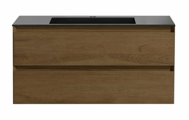 Тумба с раковиной Vincea Luka 1000 подвесная, цвет T.Oak, раковина черная - фото, отзывы, цена