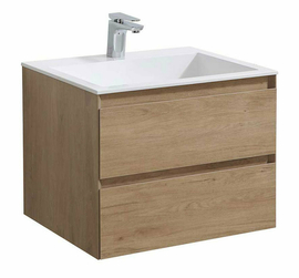 Тумба с раковиной Vincea Luka 600 подвесная, цвет N.Oak, раковина белая - фото, отзывы, цена