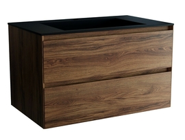 Тумба с раковиной Vincea Luka 800 подвесная, цвет С.Oak, раковина черная - фото, отзывы, цена