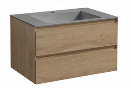Тумба с раковиной Vincea Luka 800 подвесная, цвет N.Oak, раковина серая - фото, отзывы, цена