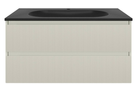 Тумба с раковиной Vincea Welle 1000 подвесная, цвет M.Beige Soft-touch, раковина цвет антрацит - фото, отзывы, цена