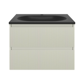 Тумба с раковиной Vincea Welle 600 подвесная, цвет M.Beige Soft-touch, раковина антрацит - фото, отзывы, цена