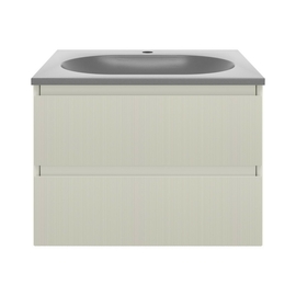 Тумба с раковиной Vincea Welle 600 подвесная, цвет M.Beige Soft-touch, раковина серый шелк - фото, отзывы, цена