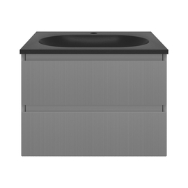 Тумба с раковиной Vincea Welle 600 подвесная, цвет M.Grey Soft-touch, раковина антрацит - фото, отзывы, цена