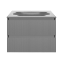 Тумба с раковиной Vincea Welle 600 подвесная, цвет M.Grey Soft-touch, раковина серый шелк - фото, отзывы, цена