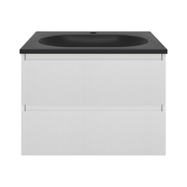Тумба с раковиной Vincea Welle 600 подвесная, цвет M.White Soft-touch, раковина антрацит - фото, отзывы, цена