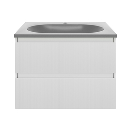 Тумба с раковиной Vincea Welle 600 подвесная, цвет M.White Soft-touch, раковина серый шелк - фото, отзывы, цена