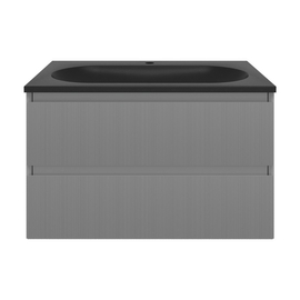 Тумба с раковиной Vincea Welle 800 подвесная, цвет M.Grey Soft-touch, раковина антрацит - фото, отзывы, цена