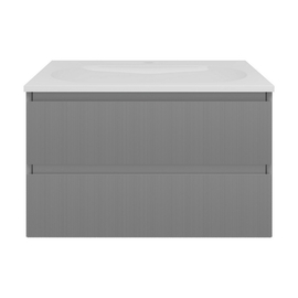 Тумба с раковиной Vincea Welle 800 подвесная, цвет M.Grey Soft-touch, раковина белая - фото, отзывы, цена