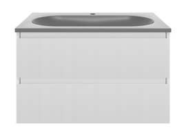 Тумба с раковиной Vincea Welle 800 подвесная, цвет M.White Soft-touch, раковина цвет серый шелк - фото, отзывы, цена