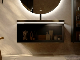 Тумба Jorno Notte 100 с раковиной Астория 100, подвесная, антрацит - фото, отзывы, цена